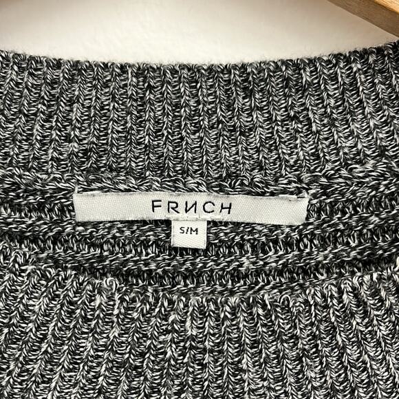 FRNCH Ribbed Textured Boxy Crewneck Pullover 3/4 Sleeve Cotton Sweater S/M - Picture 7 of 13